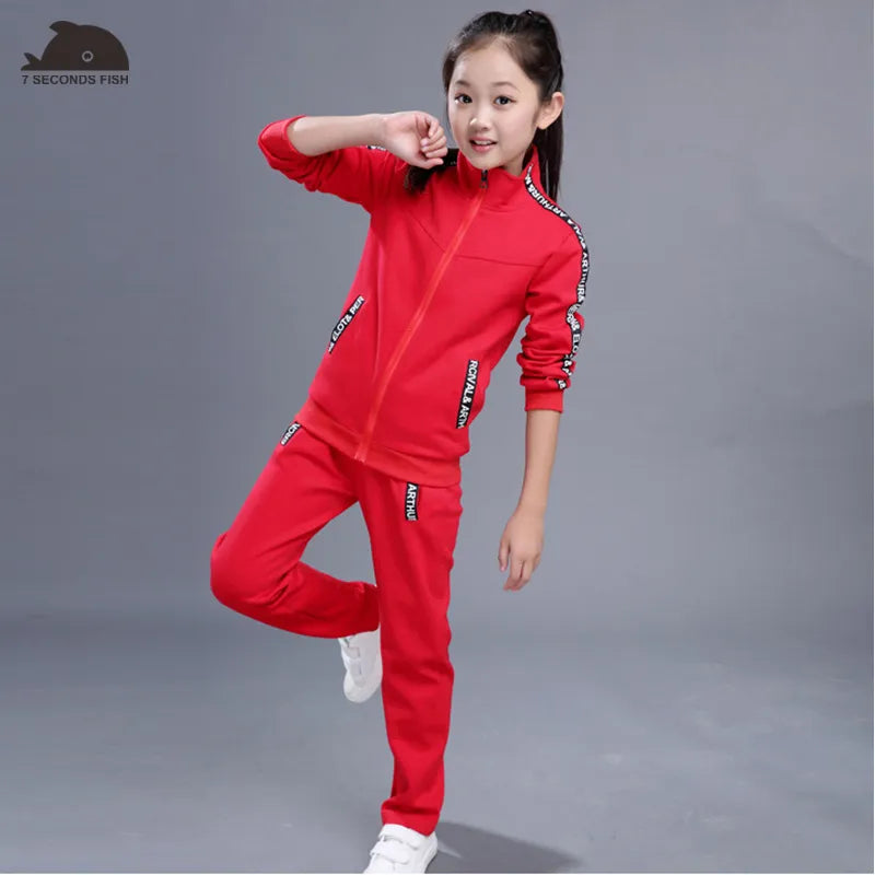 Child Tracksuit 2023 Girls Jogging Sets 4-15 Outfits 2 Piece  Sportwear Spring Children's Clothing Training Suit