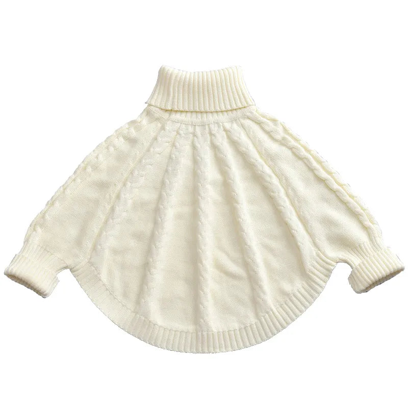 New Baby Girls Sweaters Children Cotton Cape Sweater Coats Knitted Turtleneck Cloak Pullover Girls Christmas Clothes DQ730