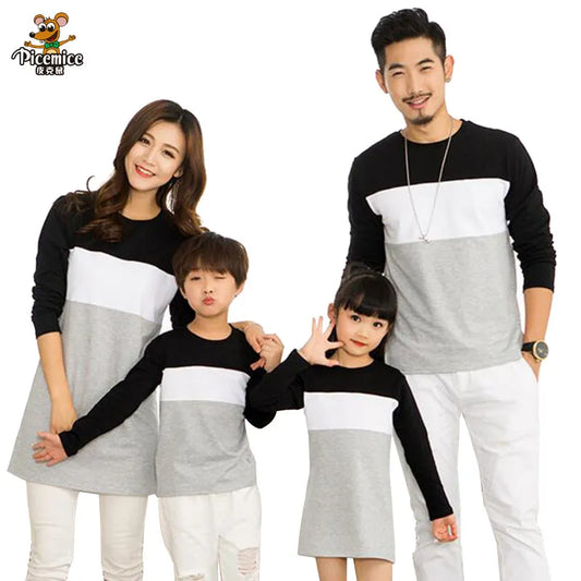 Family Look Mother Daughter Dress 2021 Family Clothing Father Son T-Shirt Cotton Patchwork Striped Family Matching Outfits