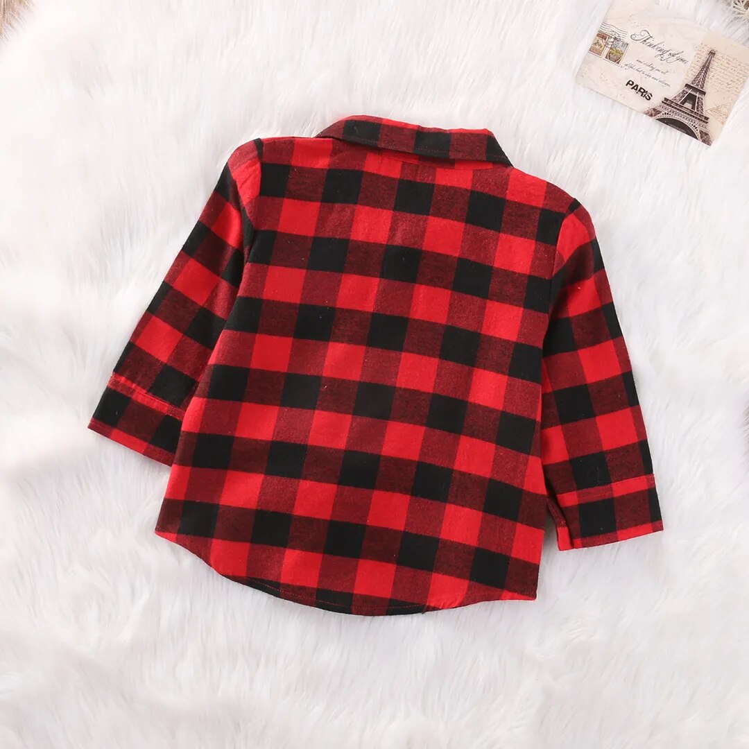 Citgeett Fashion classic Autumn Baby Kids Boys Girls Long Sleeve Shirt Plaids Checks Tops Blouse Clothes Outfit