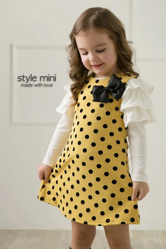 Polka Dot Girls Dresses Long Sleeve kids Blouse Children girl clothing princess Baby Girl Clothes Blouse