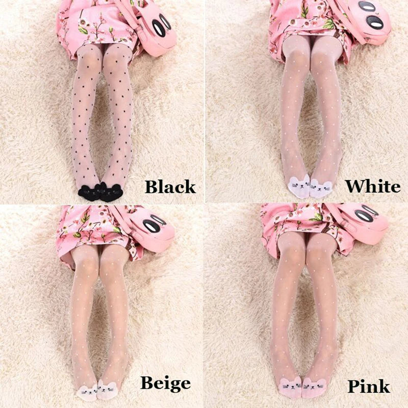 Cute cat girl tights children's sheer 15D stockings for girls kids baby pantyhose cartoon characters thin tight 2019 summer 1-9Y