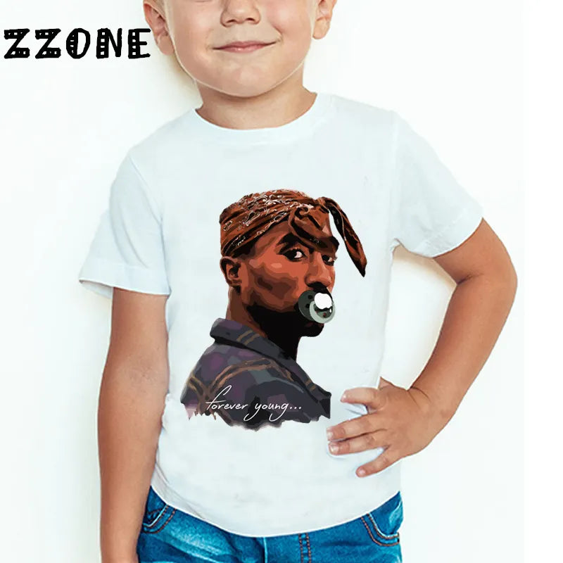 Children Tupac 2pac Hip Hop Swag Printed T-shirt Kids Baby Casual T shirt Girls/Boys Short Sleeve Summer Tops,HKP287