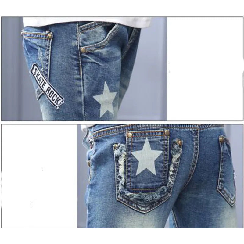 Girls pants full-length Jeans girls kids trousers embroidery jeans denim casual pants 5-14Y children pants outwear free shipping