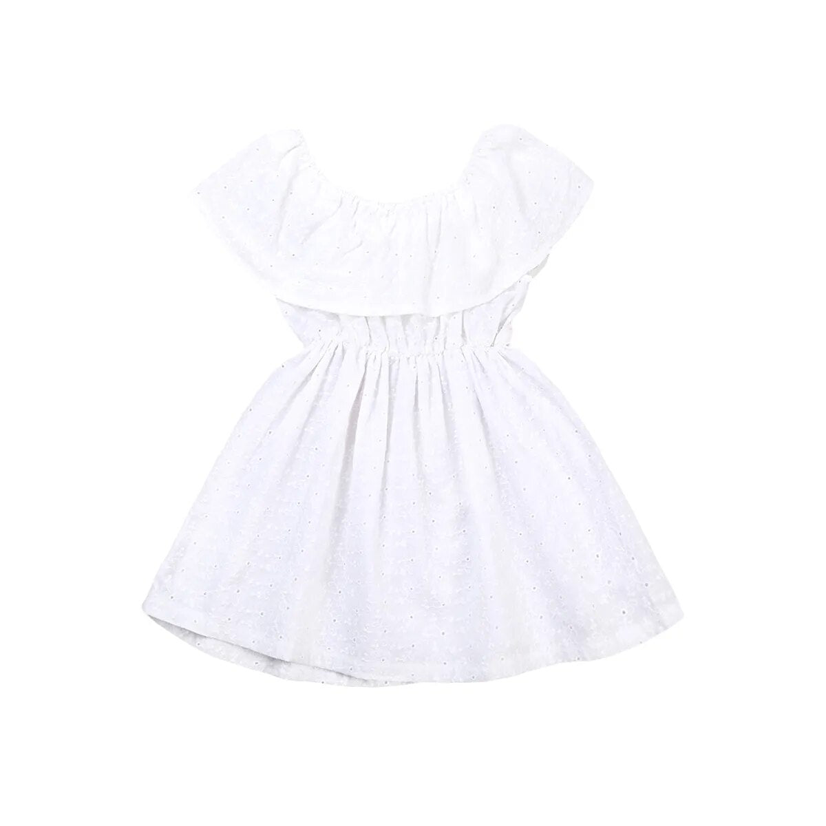 Summer 2017 Toddler Pure White Girls Kids Baby Ruffles Off Shoulder Summer Casual Party Dress NEW