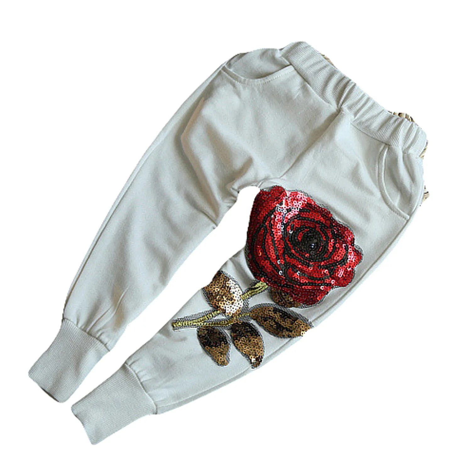 2019 Autumn Children Clothing Long Sleeve Shirts + Pants With Sequin Rose Flowers Fashion Baby Sport Suit Girl Tracksuit Clothes