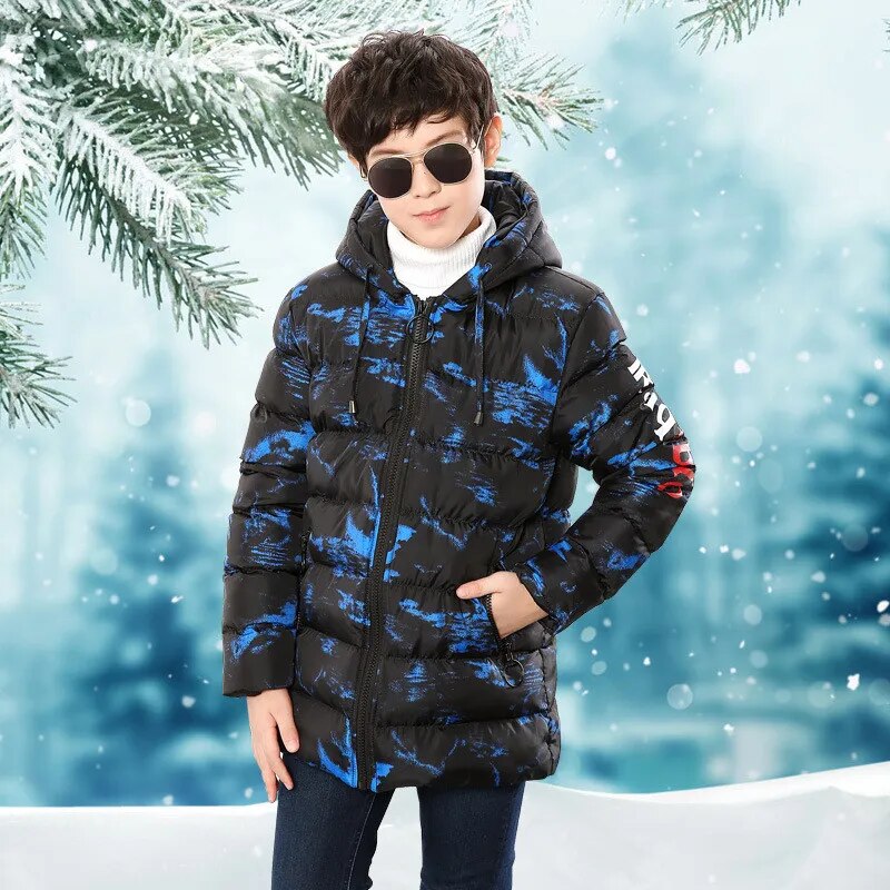 Boy Teens Winter Coat Padded Jacket Outerwear For 8-17T Fashion Hooded Thick Warm Children Parkas Overcoat High Quality 2021 New