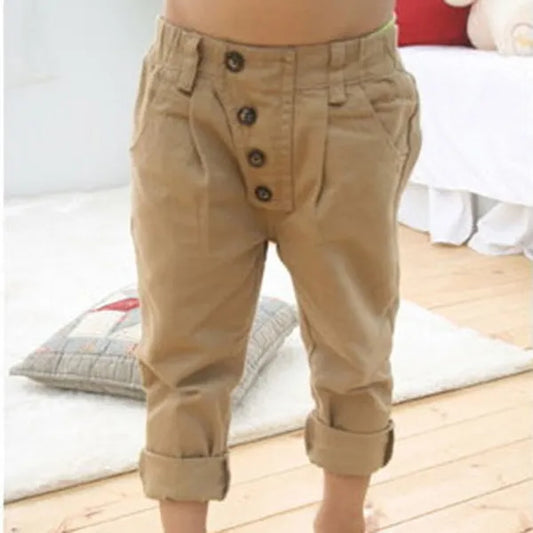 Kids Children Baby Boys Pants Retro Khaki Casual Straight Trousers 2-7Y New