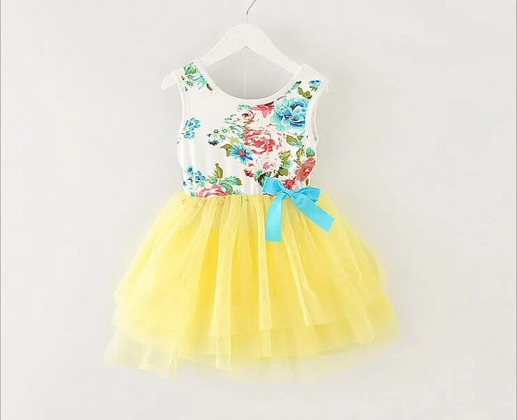 Girl Dress Summer 2017 New Floral Baby Girl Dress Princess Dress  Infant Dresses Kids Clothing With Bow children girl clothes