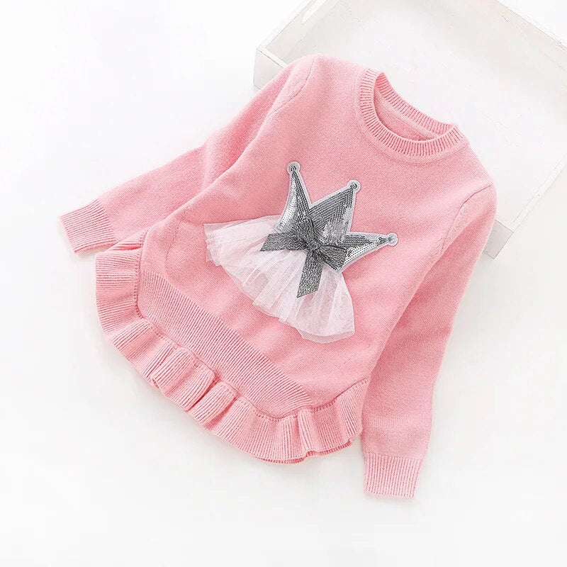 2021 New Fashion Children's Clothing 2 years Girls Sweater O-neck Pullover Sweaters 8025