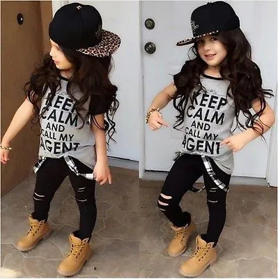 Toddler Kids Baby Girls Short Sleeve T-shirt Pants Leggings Outfits Clothes 2-7T Baby Girls Clothing Set Girl Clothes Set