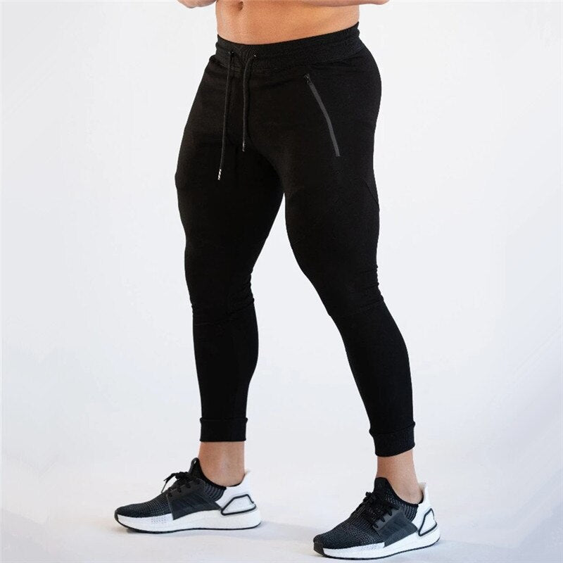 Gym Skinny Jogger Pants Men Running Sweatpants Fitness Bodybuilding Sports Pants Zip pocket Male Cotton Jogging Trousers men