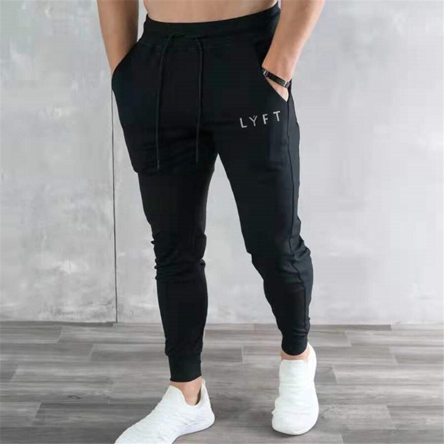 Spring and Autumn New Stretch Tight Jogging Pants Men&#39;s Running Black Pure Cotton Gym Sports Men&#39;s Fashion Street Fitness Pants