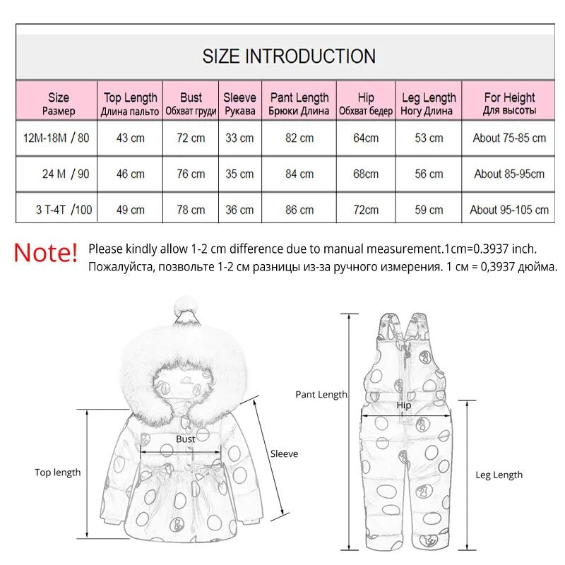 IYeal Winter Children Girls Clothing Sets Warm Hooded Duck Down Jacket Coats + Trousers Waterproof Snowsuit Kids Baby Clothes