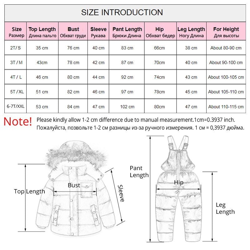 IYEAL Russia Winter Children Clothing Set for Infant Boys Down Cotton Coat +Jumpsuit Windproof Ski Suit Kids Baby Clothes