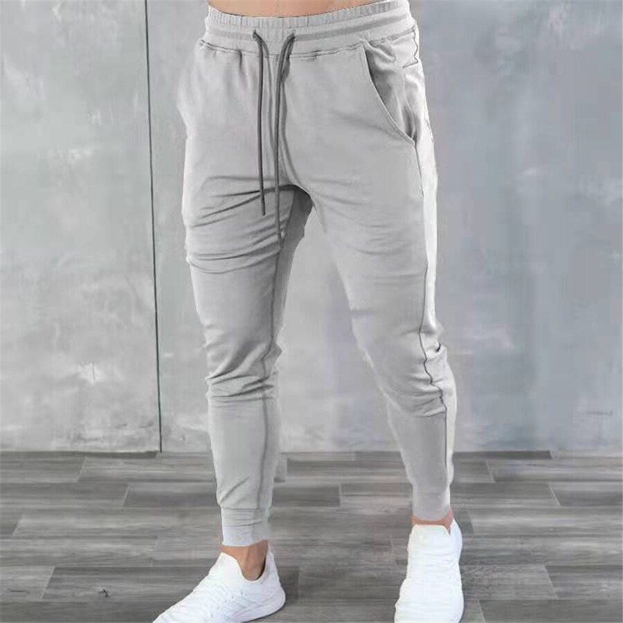 Spring and Autumn New Stretch Tight Jogging Pants Men&#39;s Running Black Pure Cotton Gym Sports Men&#39;s Fashion Street Fitness Pants