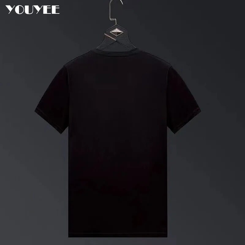 Rhinestones Mens T-Shirt Geometric 2021 Summer Fashion Streetwear Hip Hop Cotton High-Quality O Neck Short Sleeve Plus Size 5XL