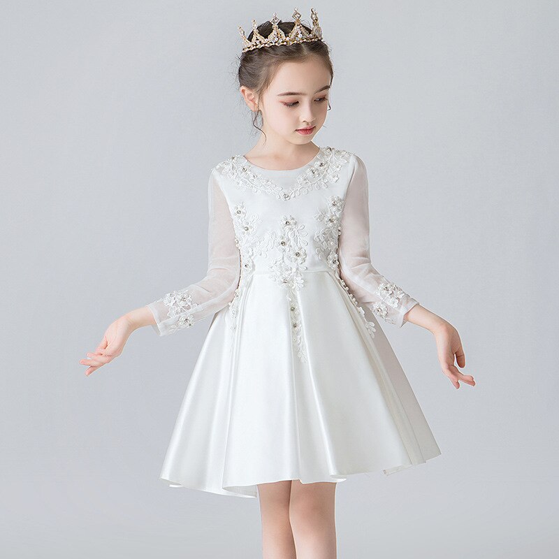 ChristmasGirls Dresses Long sleeve Bud silk bowknot Clothes Wedding Party Dress For Girl Children's Princess Dresses