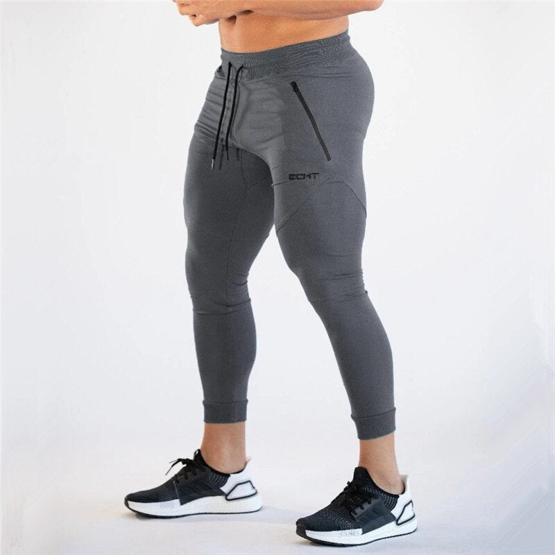 Gym Skinny Jogger Pants Men Running Sweatpants Fitness Bodybuilding Sports Pants Zip pocket Male Cotton Jogging Trousers men