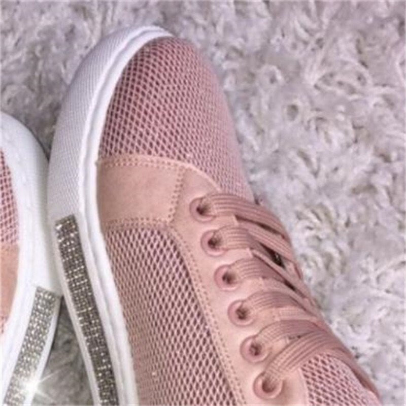 Women&#39;s Rhinestone Flat Shoes Autumn 2021 Foreign Trade New Fashion Solid Color Round Head Lace Up Casual Single Shoes
