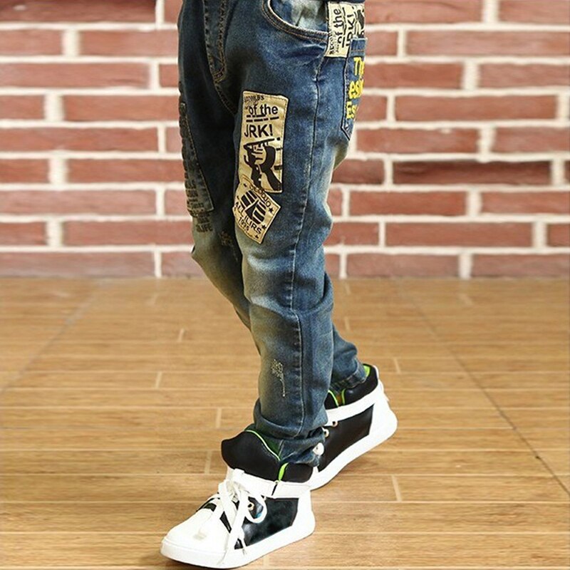 IENENS Boy Girls Trousers Skinny Jeans Elastic Waist Pants 4-13 Years Kids Boys Denim Clothing Clothes Sports Bottoms