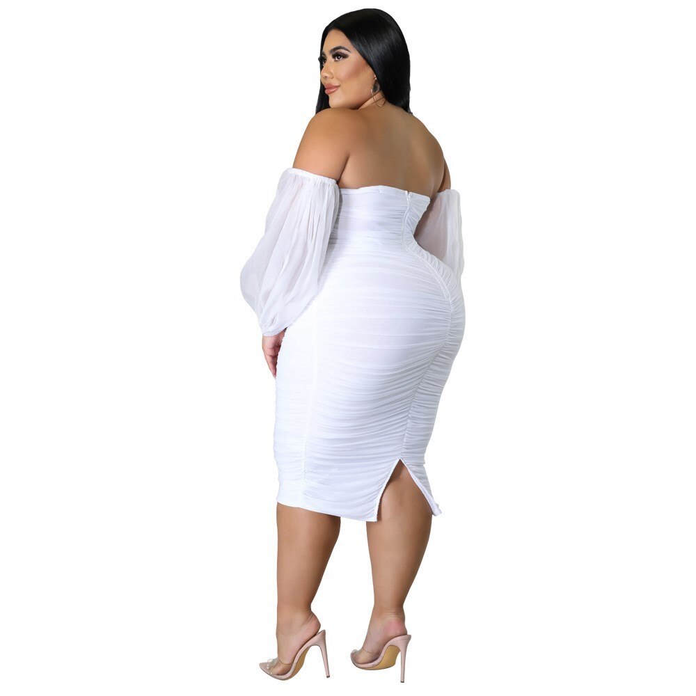 LW Plus Size Dress Women Party Off Shoulder Mesh Sleeve Sexy Elegant Maxi Dresses Birthday Outfits women‘s party dress