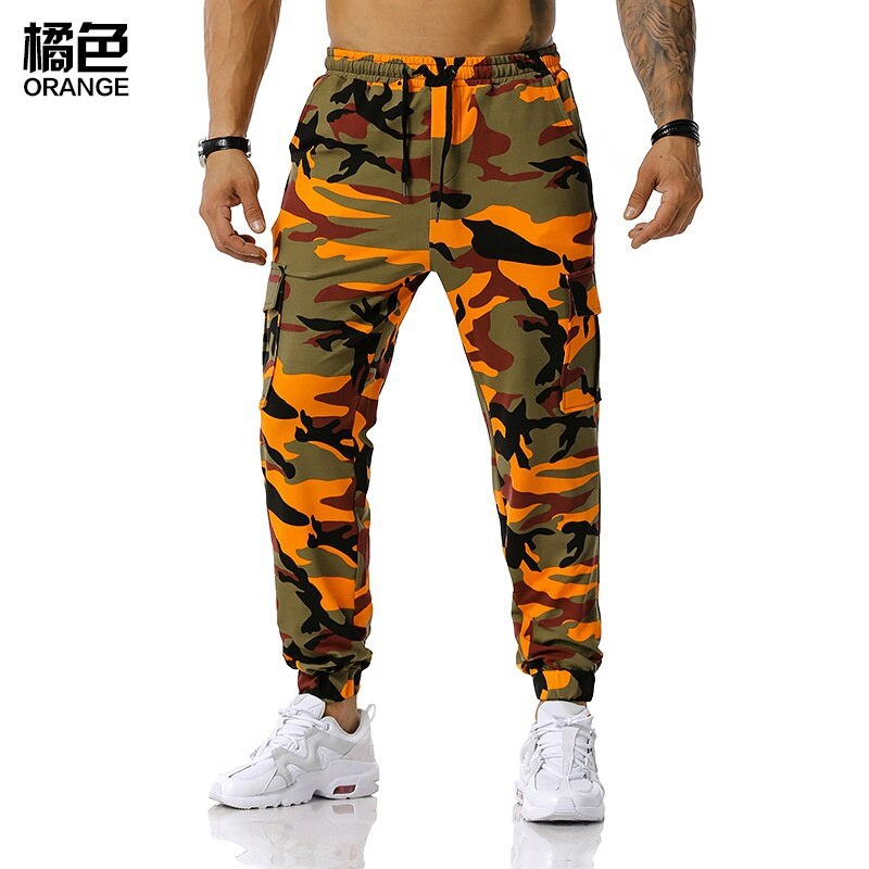 High Quality Men&#39;s Outdoor Sport Trouser Casual Cotton Camouflage Cargo Pants Elastic Waist Drawstring Military Tactical Pants