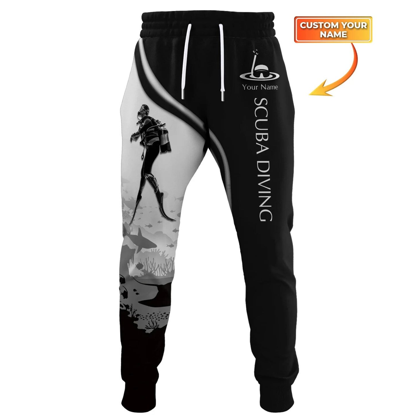 Scuba Diving Custom Name 3D All Over Printed Men&#39;s Jogger Pants Autumn Fashion Unisex Casual Scuba Diver Sweatpants MP11