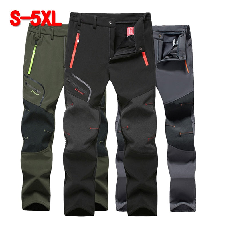 Summer Winter Hiking Pants Men Softshell Fleece Fishing Pants Outdoors Sports Tactical Waterproof Mountain Trekking Pants Mens