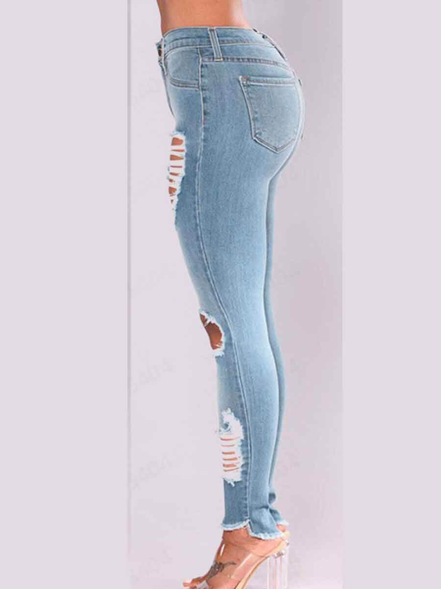 LW High-waisted High Stretchy Ripped S-3XL Jeans Holes Women 2022 Fashion Lady Streetwears(2 Colors)