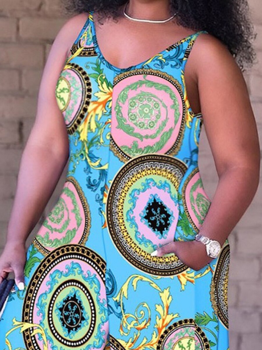 LW Plus Size jumpsuit Tribal Print Wide Leg Cami Jumpsuit Women Jumpsuit Summer 2023 Casual Sleeveless Jumpsuit Baggy Playsuit
