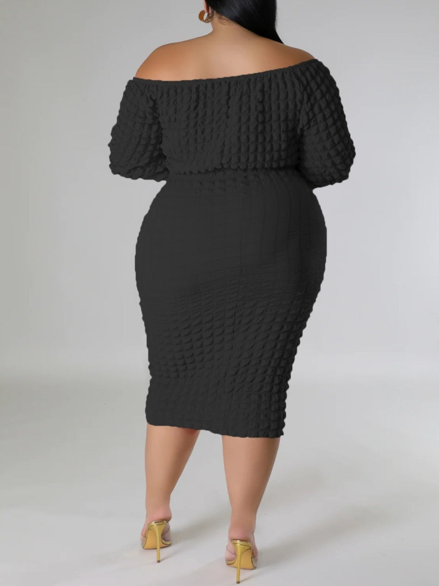 LW Plus Size dresses Off The Shoulder Waffle Knit Skirt Set Summer Sexy Two Piece Set Maxi Skirts Matching Sets Ladies Tracksuit