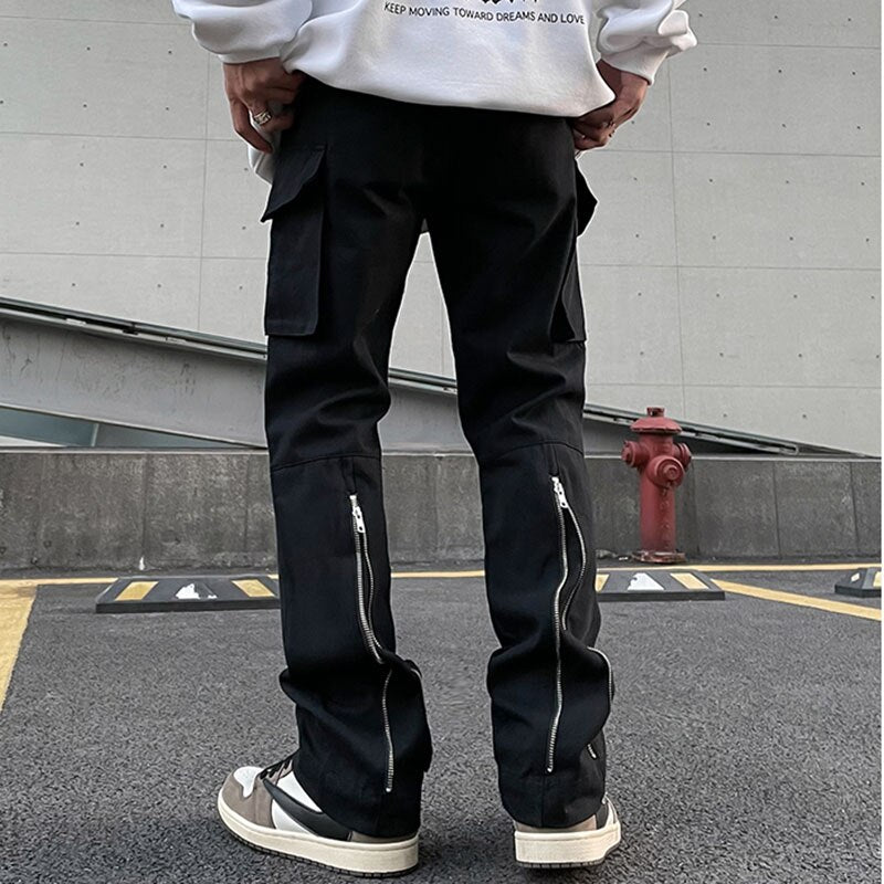 Back Zipper Pockets Retro Black Overalls for Men and Women Streetwear Casual Oversize Cargo Pants Loose Vibe Style Trousers