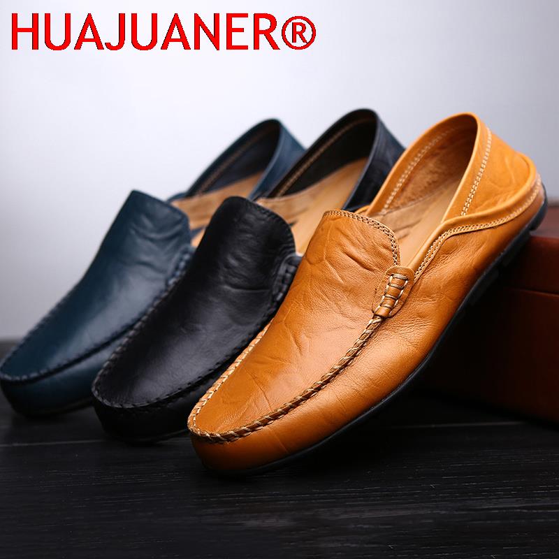 Men Loafers 2023 New Leather Shoes Men Casual Shoes Moccasins Breathable Sneakers Men Driving Shoes Comfort Flats Plus Size 46