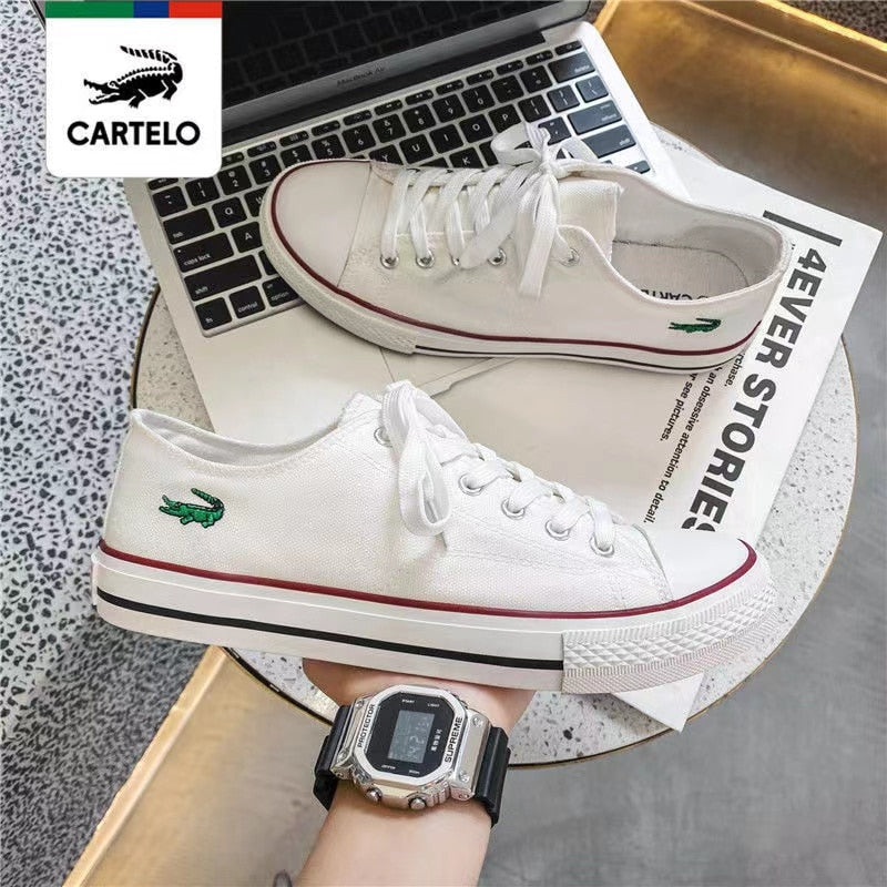 CARTELO Women White Flats Canvas Shoes Fashion Low Top Casual Walking Ladies Vulcanized Shoe 2023 New Pheeninino Free Shipping