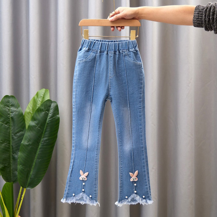 Spring Autumn Kids Baby Girls Cowboy Pants Baby Girls Jeans Casual Girls Jeans Children Clothing Kids Bell-bottoms Jeans