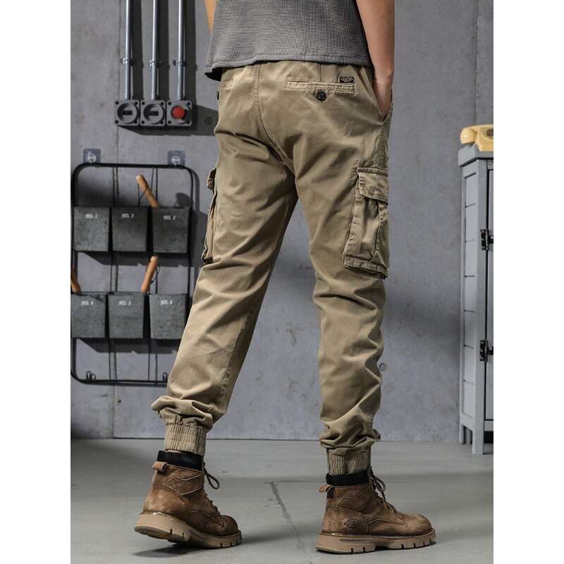 Spring Summer Men&#39;s Cotton Cargo Pants Multi-Pockets Army Military Slim Fit Joggers Workwear Casual Cotton Tactical Trousers