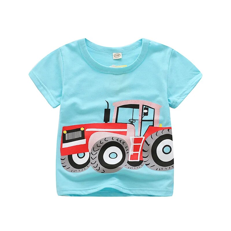 V-TREE Summer Baby Boys T Shirt Cartoon Car Print Cotton Tops Tees T Shirt For Boys Kids Children Outwear Clothes Tops 2-8 Year