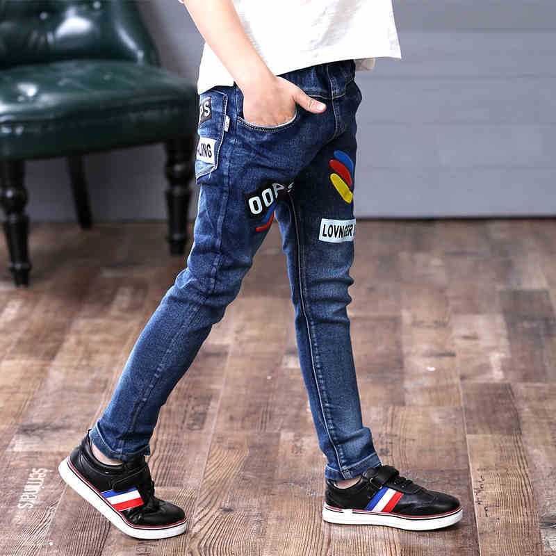 2023 New Teenage Boys Jeans  3-10 Years Spring Autumn Fashion Slim Thick Sport Trousers For Kids Children Handsome Casual Pants