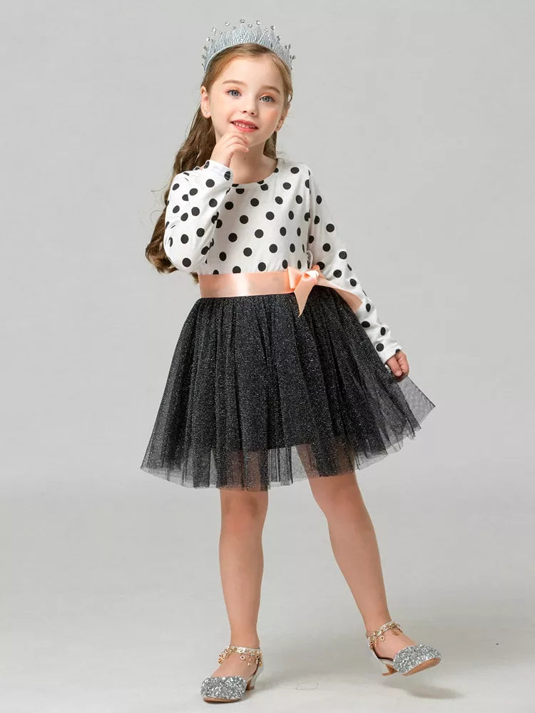 Winter Baby Dress For Girl Long Sleeve Princess Girls Dresses Polka Dot Little Baby Birthday Party Dress Casual Kids Clothes