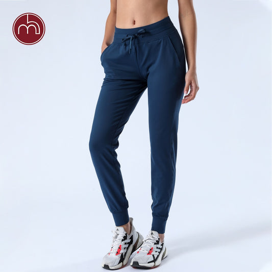 Athletic Casual Sports Pants Lulu Women Drawstring Yoga Leggings Outdoor Workout Jogging Trousers Gym Pockets Running Tights