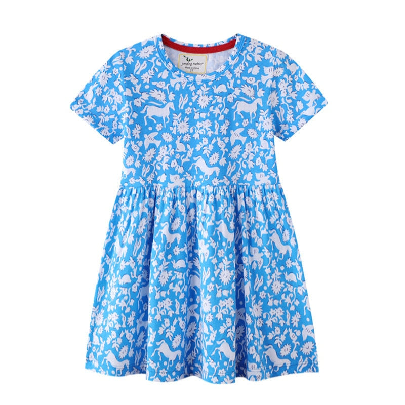 Jumping Meters New 2023 Princess Party Girls Dresses Summer Cotton Kids Clothing Fashion Hot Selling Children's Dress Tops Girls