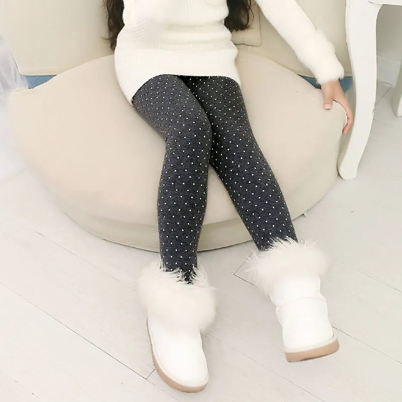 Girls Pants Autumn Winter Thick Warm Kids Baby Bottom Leggings Colorful Print Dot Children Pants