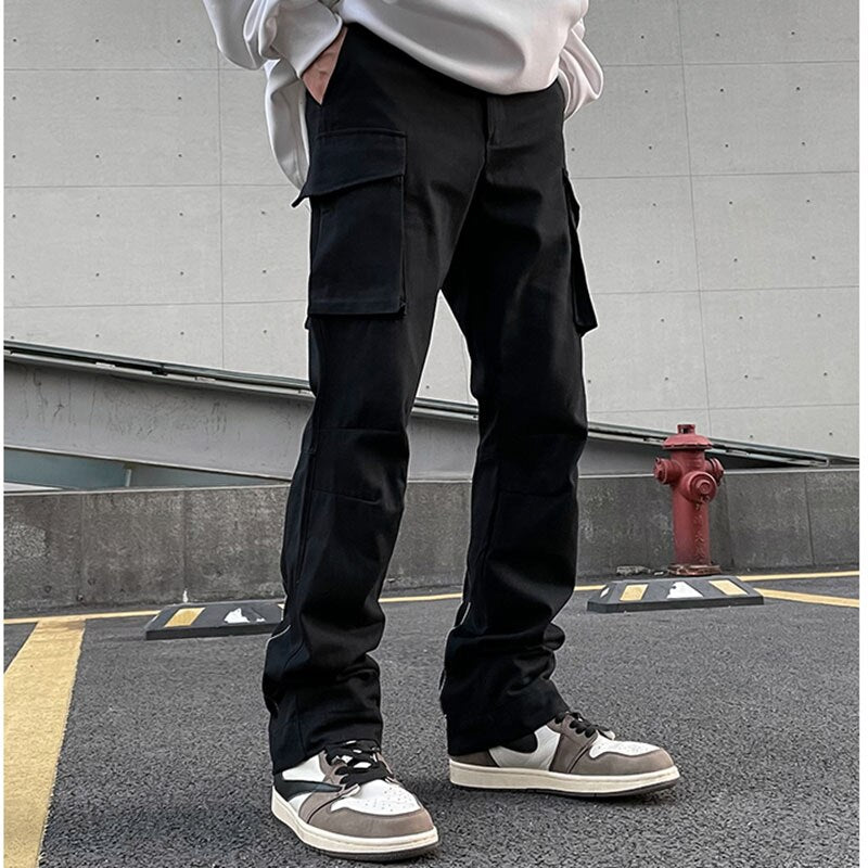 Back Zipper Pockets Retro Black Overalls for Men and Women Streetwear Casual Oversize Cargo Pants Loose Vibe Style Trousers