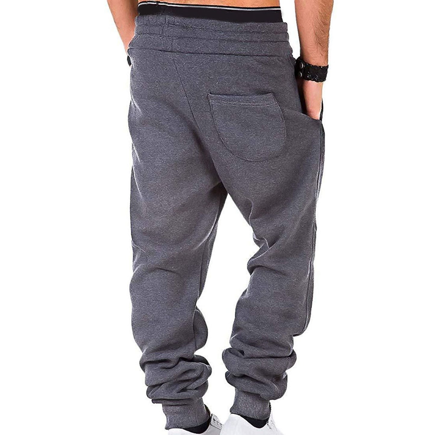 Men Sports Pants Warm Fitness Harem Pants Plush Lined Mid Elastic Waist Mens Casual Sweatpants Soft Jogging Pants pantalones