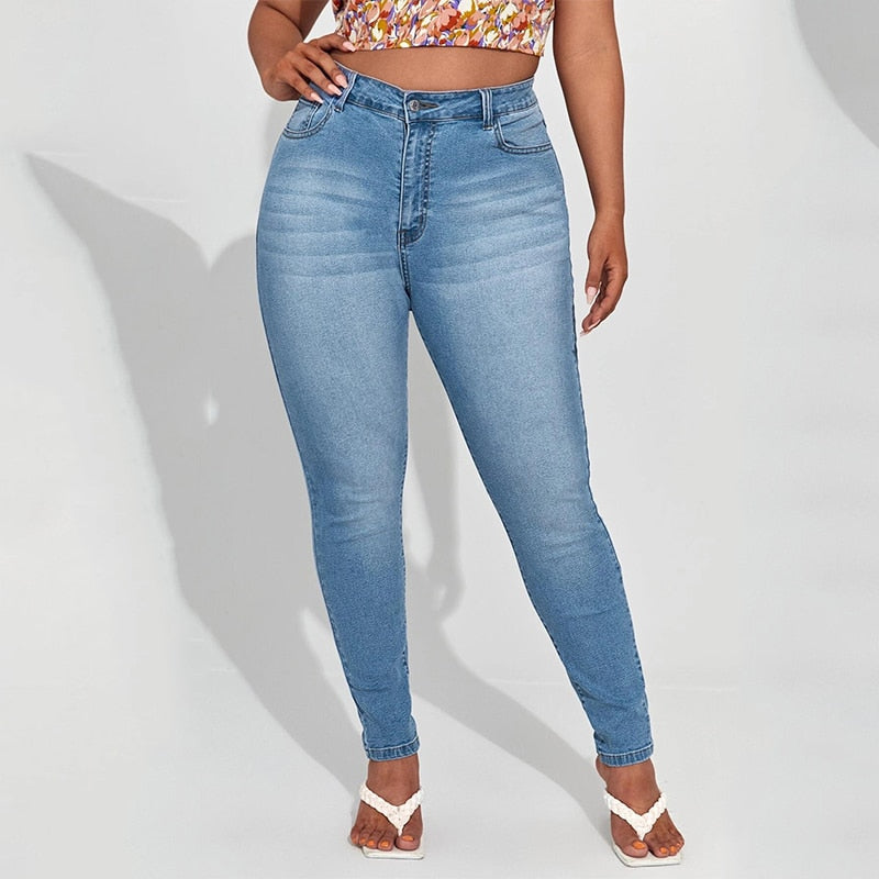 Plus Size Skinny Jeans for Women Full Length High Waist Women Jeans Stretchy Pencil Curve Women Jeans 200kgs Mom Jeans for Women