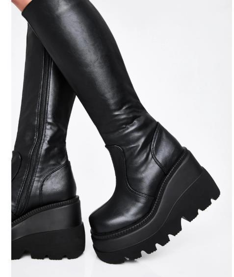 Winter Women&#39;s Shoes Size 43 Gothic Style Platform Boots Motorcycle Rider Boots But Knee Boots With A Thin Head Women&#39;s Boots