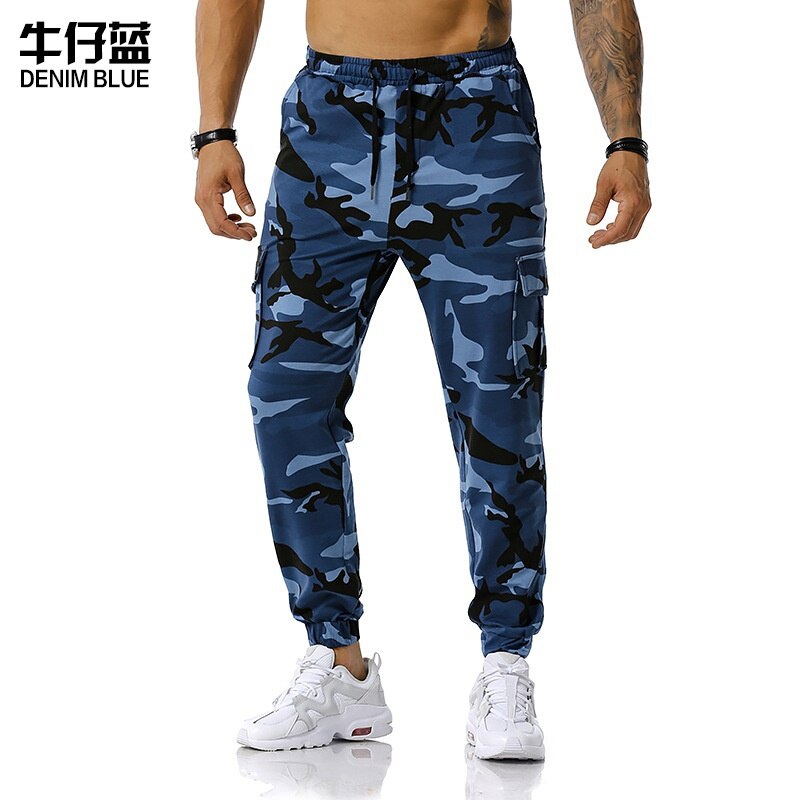 High Quality Men&#39;s Outdoor Sport Trouser Casual Cotton Camouflage Cargo Pants Elastic Waist Drawstring Military Tactical Pants