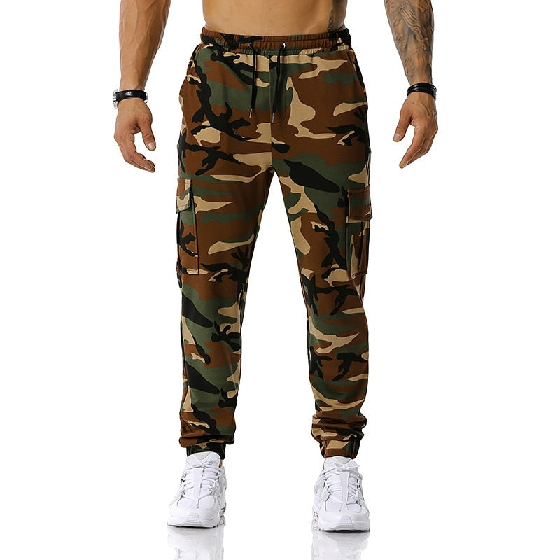 High Quality Men&#39;s Outdoor Sport Trouser Casual Cotton Camouflage Cargo Pants Elastic Waist Drawstring Military Tactical Pants