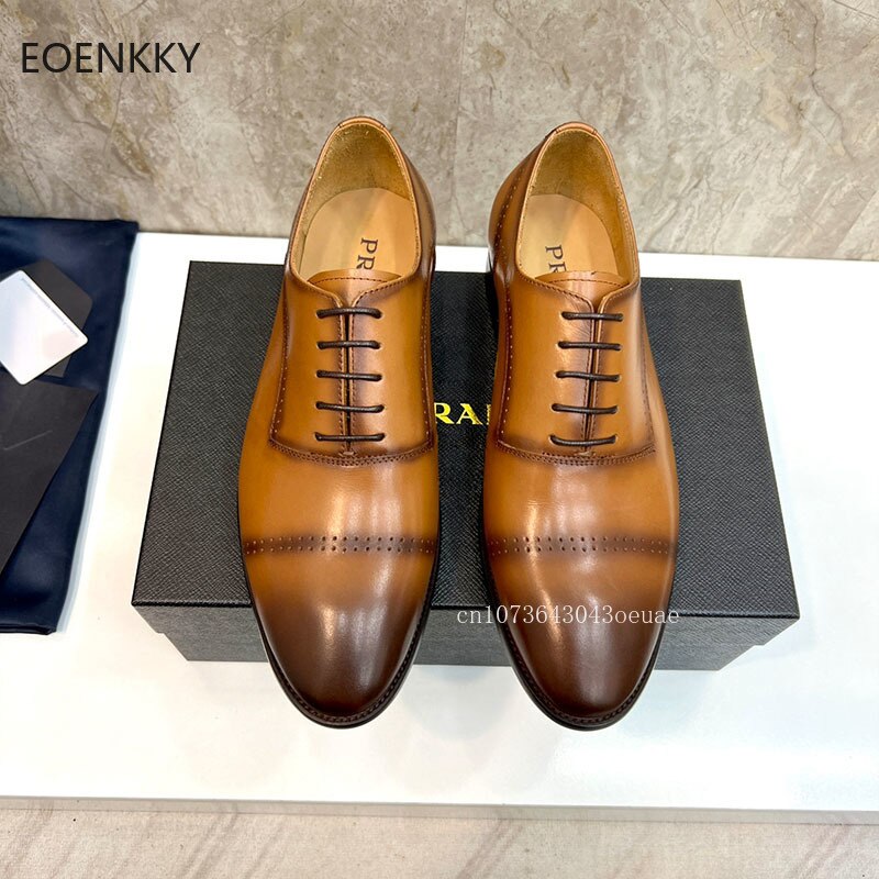 EOENKKY High-Quality Men&#39;s Shoes, Cowhide Rubber Outsole, British Style 1:1 Men&#39;s Fashionable Leather Shoes Formal Leather Shoes